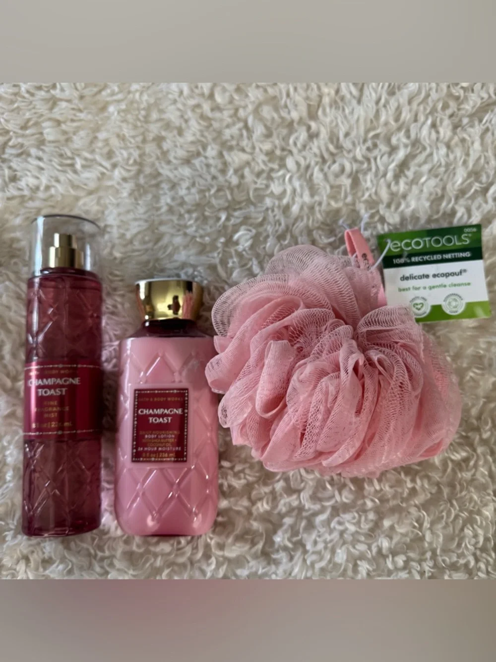 Bath & Body Works Champagne Toast fine fragrance mist and matching body lotion.